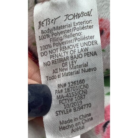 Betsey Johnson XOXO Floral Plush Puppy Dog Pink Accents 10" Stuffed Animal - Picture 3 of 6